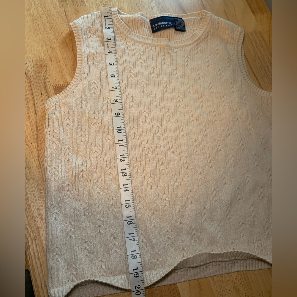 Vintage Beige Cableknit Detail Sweater Vest Size Large - Picture 9 of 9